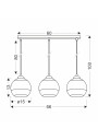 Contessa wall light 3xE27 czarno gold 66 cm - product dimensions