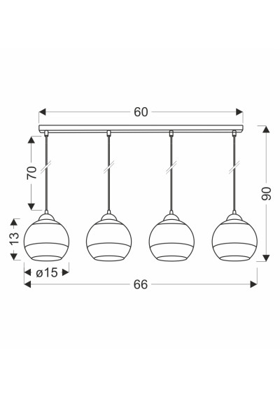 Kinkiet Contessa 4xE27 czarno złoty 66 cm - wymiary produktu