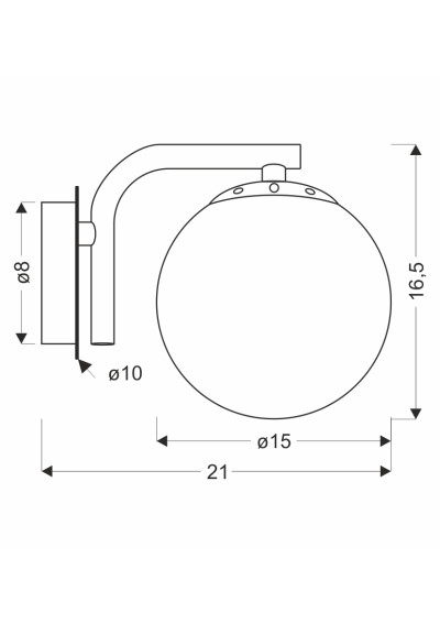 Amadeo wall light 1xE14 mosiężny 21 cm - product dimensions