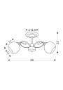 Graphite ceiling light 2xE27 black / white 56 cm - product dimensions