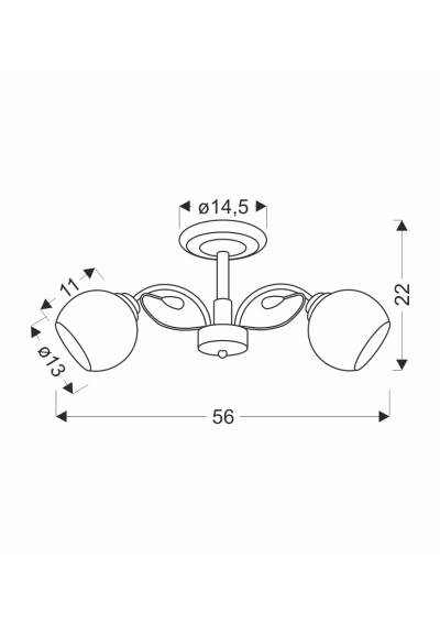 Lampa sufitowa Graphite 2xE27 czarny + biały 56 cm - wymiary produktu