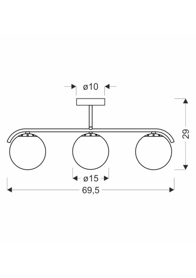 Amadeo pendant light 3xE14 mosiężny 69,5 cm - product dimensions