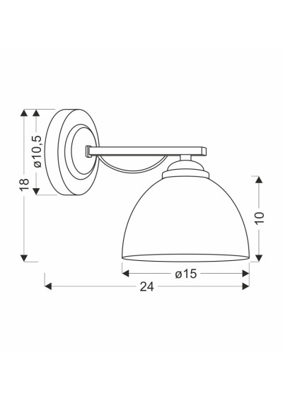 Lampa ścienna Filona 1xE27 chromowy + biały 24 cm - wymiary produktu