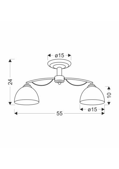 Filona ceiling light 2xE27 chromee, klosz white 55 cm - product dimensions