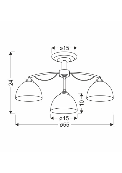 Filona ceiling light 3xE27 chromee / white 55 cm - product dimensions