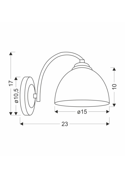 Lampa ścienna Gracja 1xE27 czarny + biały 23 cm - wymiary produktu