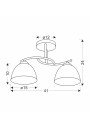 Lampa sufitowa Gracja 2xE27 czarny + biały 41 cm - wymiary produktu