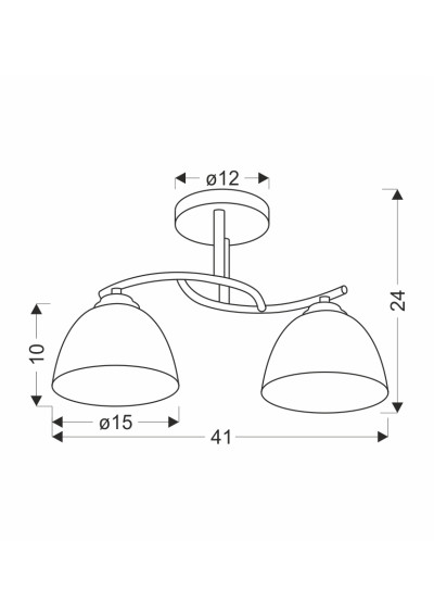Gracja ceiling light 2xE27 black / white 41 cm - product dimensions
