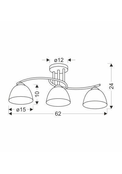 Lampa sufitowa Gracja 3xE27 czarny + biały 62 cm - wymiary produktu