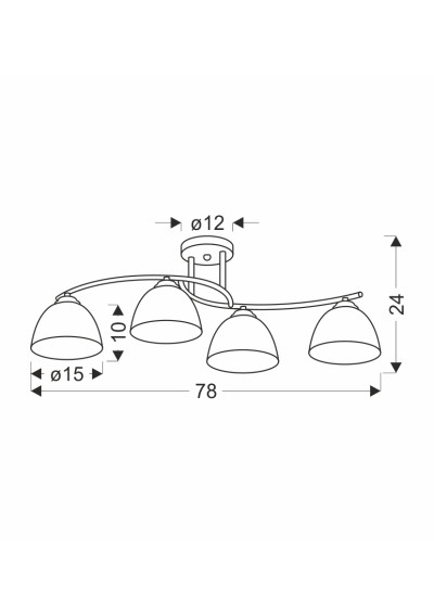 Lampa sufitowa Gracja 4xE27 czarny + biały 78 cm - wymiary produktu