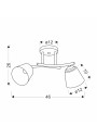 Lampa sufitowa Greco 2xE27 czarno złoty 46 cm - wymiary produktu