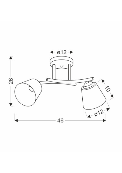 Lampa sufitowa Greco 2xE27 czarno złoty 46 cm - wymiary produktu