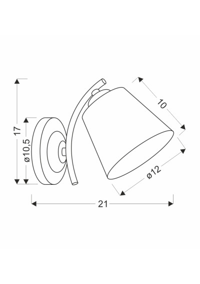 Kinkiet Greco 1xE27 czarno złoty 21 cm - wymiary produktu