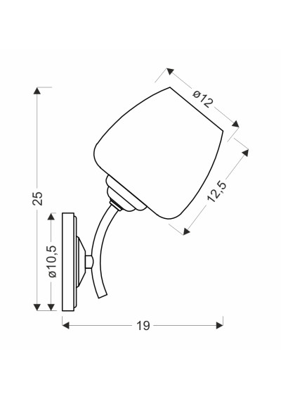 Lampa ścienna Zina 1xE27 patynowy 19 cm - wymiary produktu