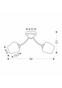 Zina ceiling light 2xE27 patynowy 54 cm - product dimensions