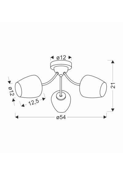 Zina ceiling light 3xE27 patynowy 54 cm - product dimensions