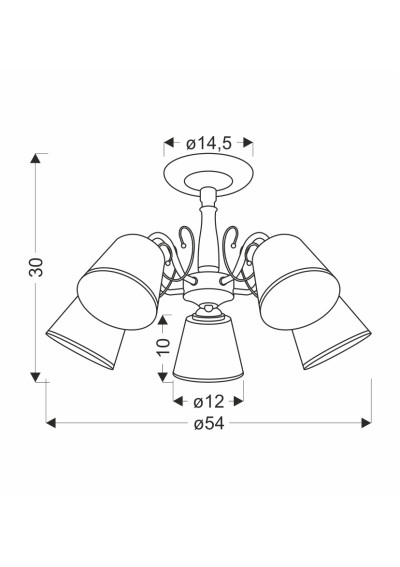 Lampa sufitowa Losanna E27 patynowy 54 cm - wymiary produktu