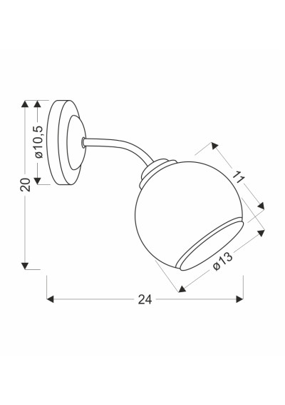 Lampa ścienna Marinen 1xE27 czarny + biały 24 cm - wymiary produktu