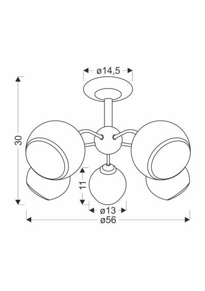 Marinen ceiling light 5xE27 black / white 56 cm - product dimensions