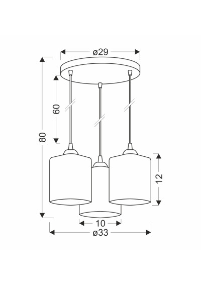 Lampa wisząca Serena 3xE27 czarno złoty 33 cm - wymiary produktu