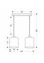 Serena pendant light 2xE27 czarno gold 40 cm - product dimensions