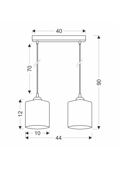 Serena pendant light 2xE27 czarno gold 40 cm - product dimensions