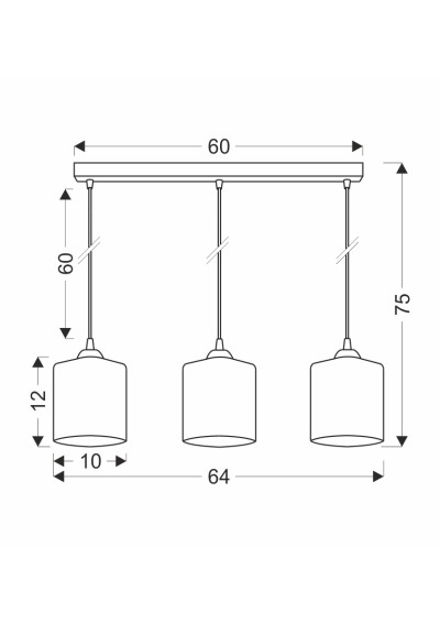 Lampa wisząca Serena 3xE27 czarno złoty 64 cm - wymiary produktu