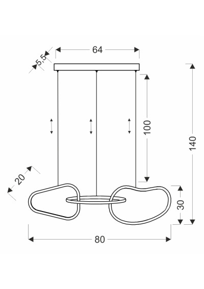 Lampa wisząca Anneli 30 W LED 3000 K złoty 80 cm - wymiary produktu