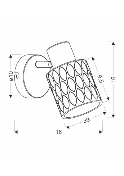 Lampa ścienna Bill 1xE27 czarny 16 cm - wymiary produktu