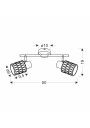 Lampa sufitowa Bill 2xE27 czarny 50 cm - wymiary produktu