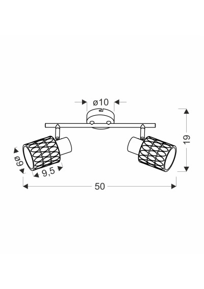 Lampa sufitowa Bill 2xE27 czarny 50 cm - wymiary produktu