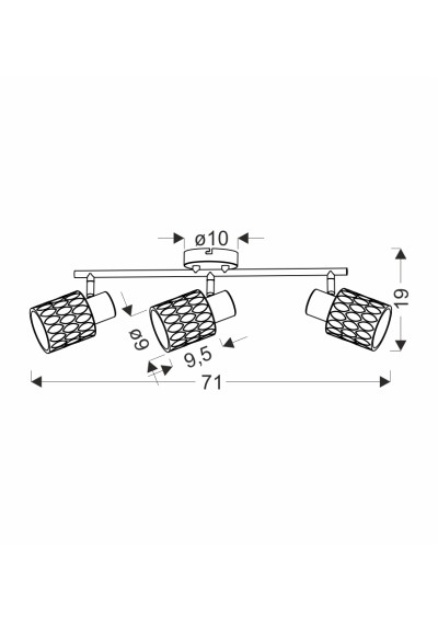 Lampa sufitowa Bill 3xE27 czarny 71 cm - wymiary produktu