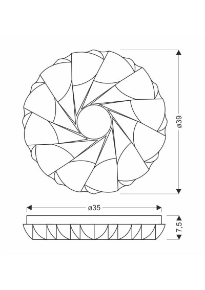 Cake ceiling light white 39 cm - product dimensions