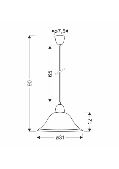 Lampa wisząca Rubi 1xE27 patynowy 31 cm - wymiary produktu