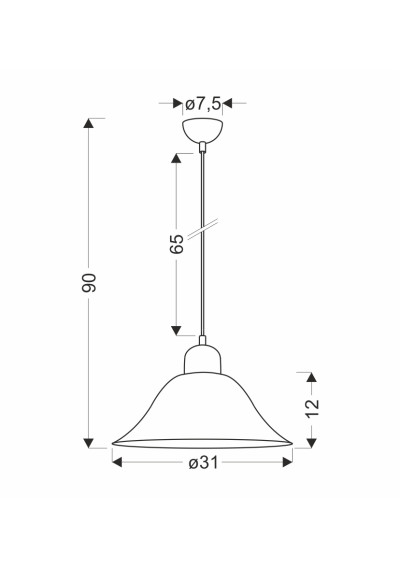 Lampa wisząca Moss 1xE27 patynowy 31 cm - wymiary produktu