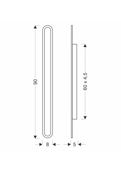 Stick outdoor wall light 28 W LED 3000 K black 90 cm - product dimensions