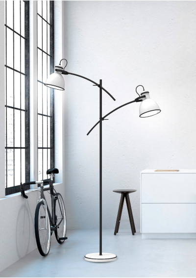Lampa podłogowa Zumba 2xE27 biało czarny 157 cm - zdjęcie produktu 1