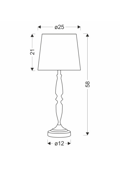 Cardinale table lamp 1xE27 grey 25 cm - product dimensions