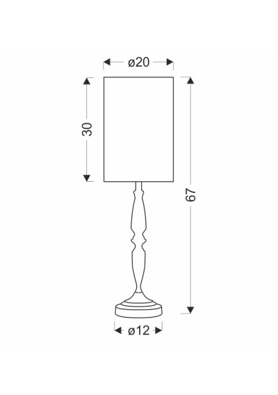 Cardinale table lamp 1xE27 grey 20 cm - product dimensions