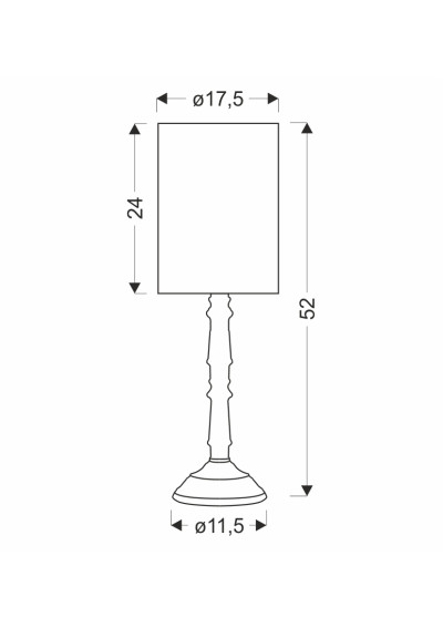 Cardinale table lamp 1xE27 grey 17,5 cm - product dimensions