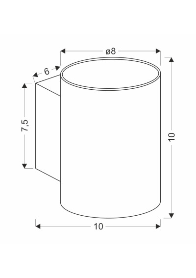 G9 wall light 1xG9 white 10 cm - product dimensions