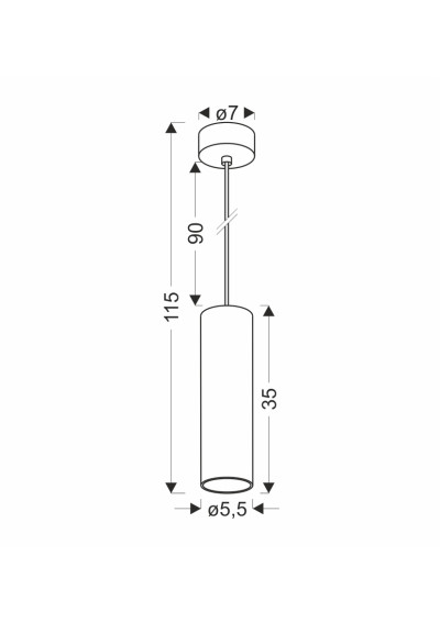 Gu10 pendant light 1xGU10 black / drewniany 5,5 cm - product dimensions