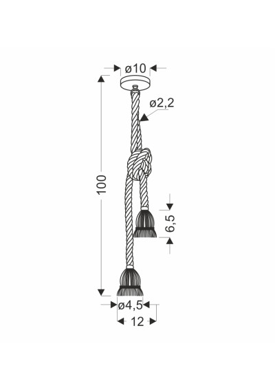 Lampa wisząca E27 2xE27 czarny + beżowy 12 cm - wymiary produktu