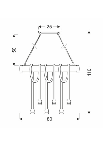 E27 pendant light 80 cm - product dimensions
