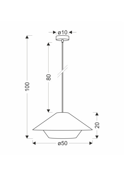 Lampa wisząca E27 1xE27 biały + beżowy + czarny 50 cm - wymiary produktu