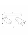 Gu10 ceiling light 2xGU10 white 35 cm - product dimensions