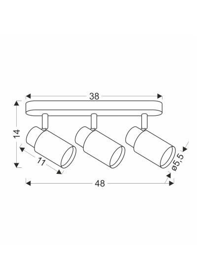 Lampa sufitowa Gu10 3xGU10 biały 48 cm - wymiary produktu