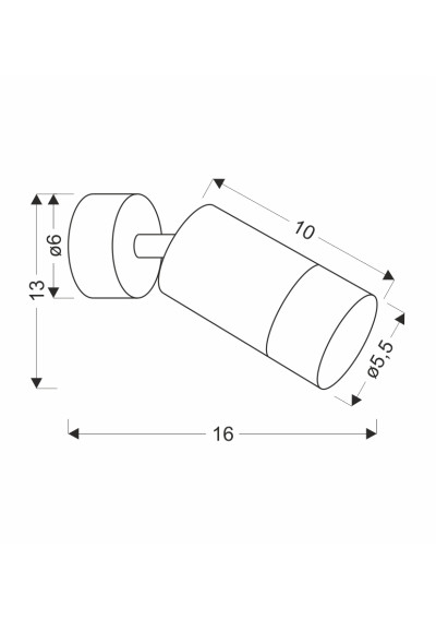 Lampa ścienna Gu10 GU10 czarny 16 cm - wymiary produktu