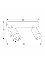 Gu10 ceiling light 2xGU10 black 34 cm - product dimensions