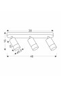 Lampa sufitowa Gu10 3xGU10 czarny 48 cm - wymiary produktu